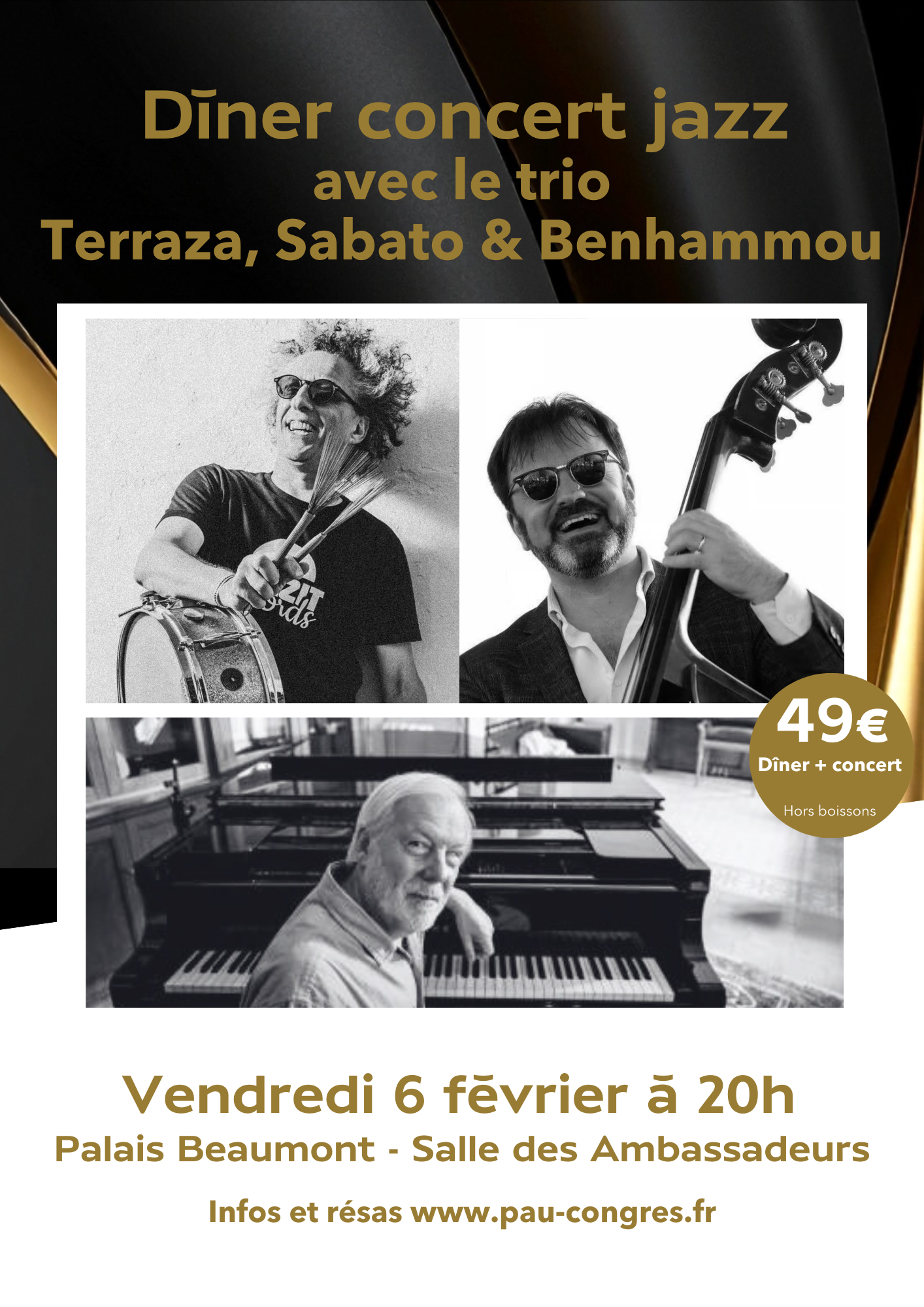 Soirée jazz avec le trio TERRAZA/SABATO/BENHAMOU